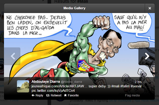 Screenshot of a twit pic on twitter by the caricaturist Damien Glez